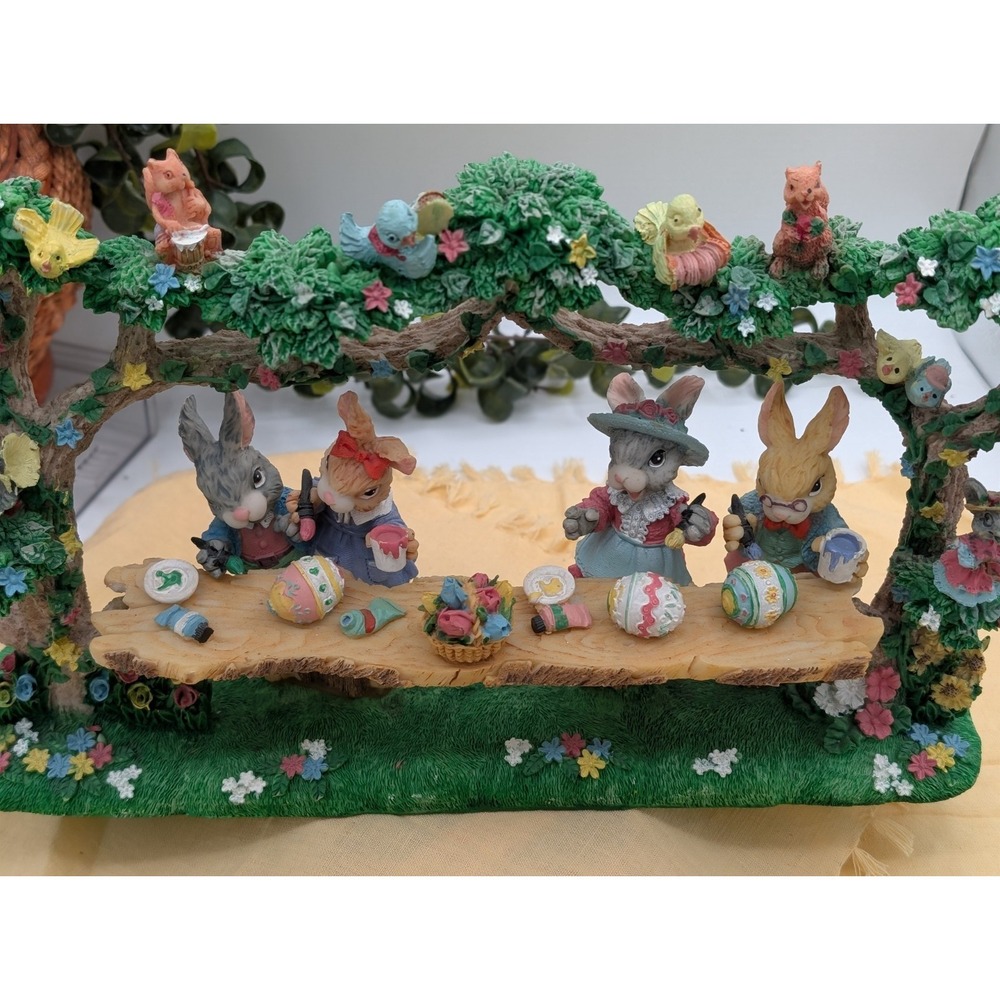 Vintage Jaimy Paintin Friends Easter Bunny Family Resin‎ Figurine Diorama 1990s - Picture 12 of 15